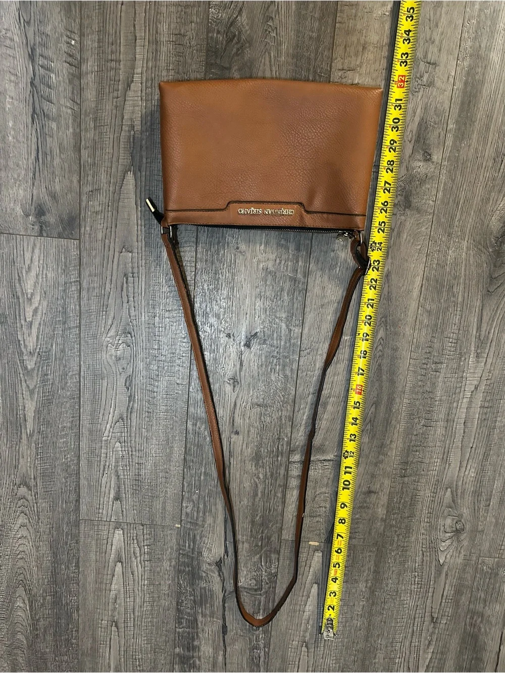 Chaps Brown Pebbled Leather Crossbody Bag